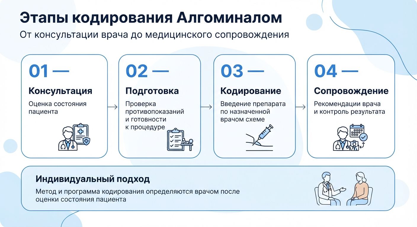 Кодирование препаратом «Алгоминал» в Галиче инфографика